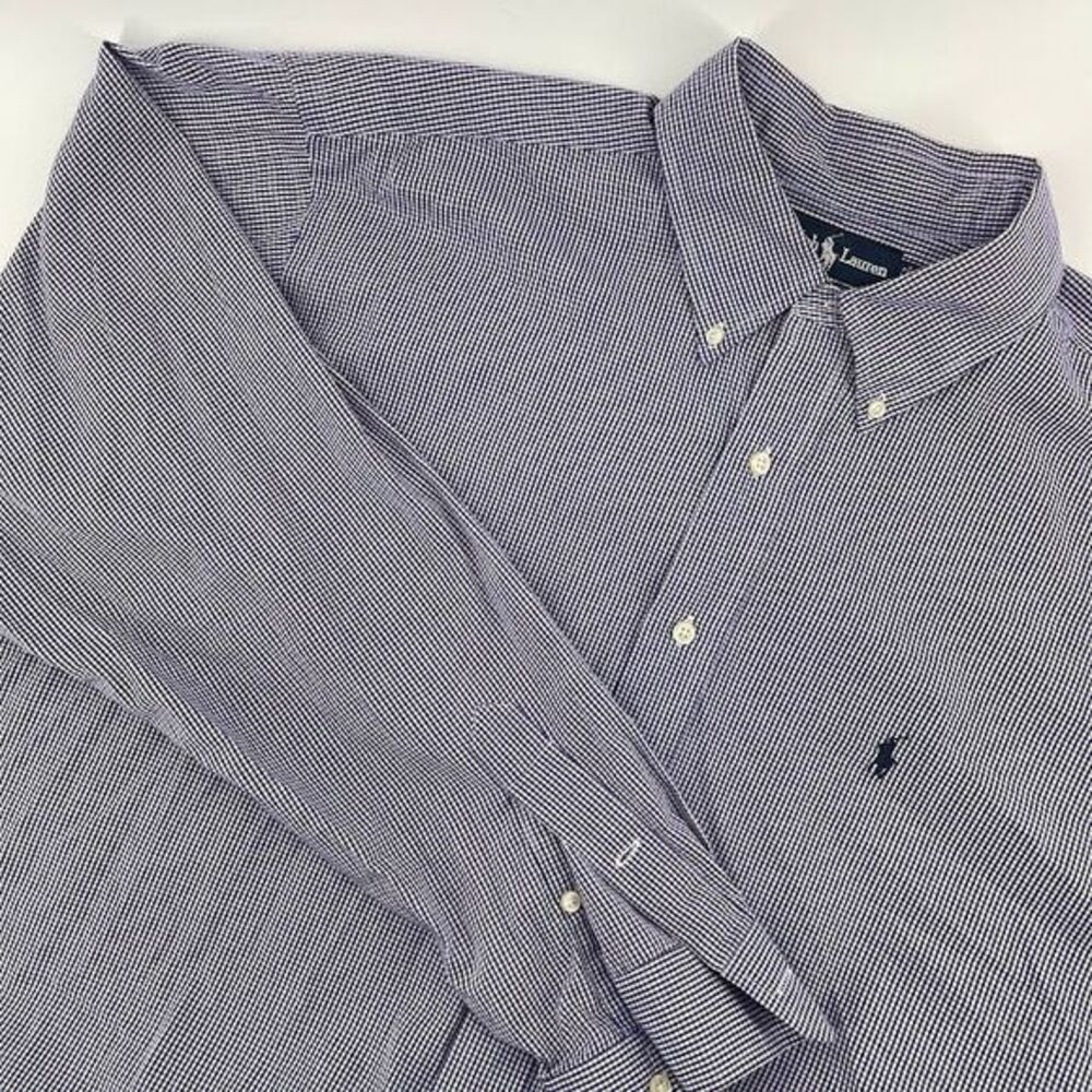 Ralph Lauren Yarmouth Navy Gingham‎ Check Button Down Dress Shirt 17 36/37